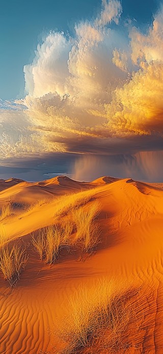 风暴下的波纹沙丘