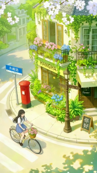 春日樱花街角咖啡馆