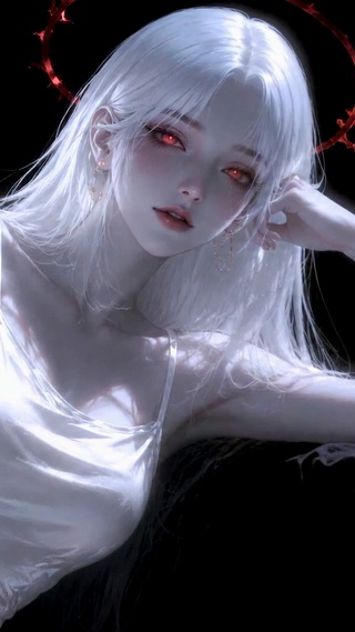 银发红眸酷飒二次元美少女