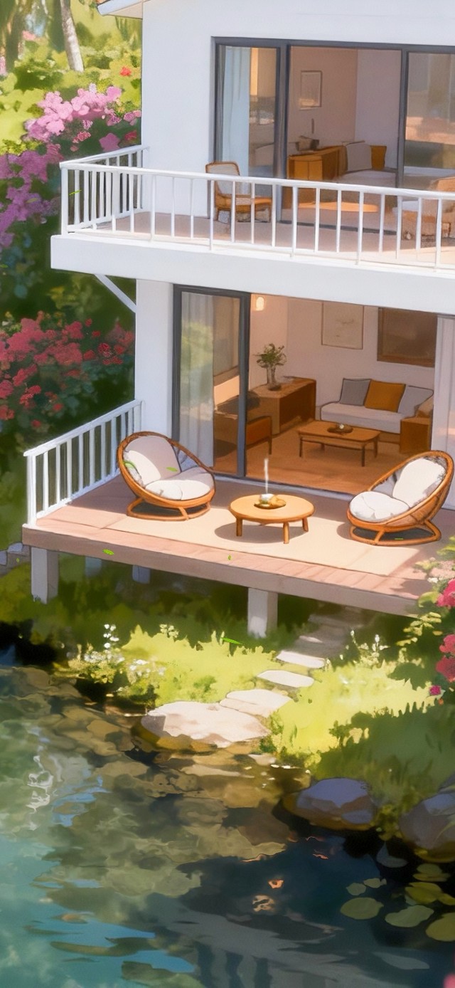 河边三角梅小屋