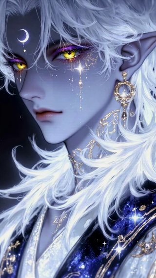 梦幻星空银发精灵少年