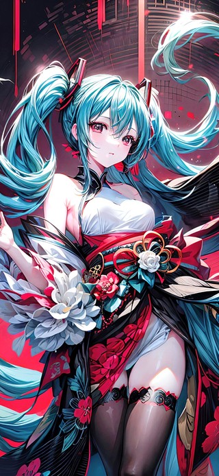 百褶花裙初音