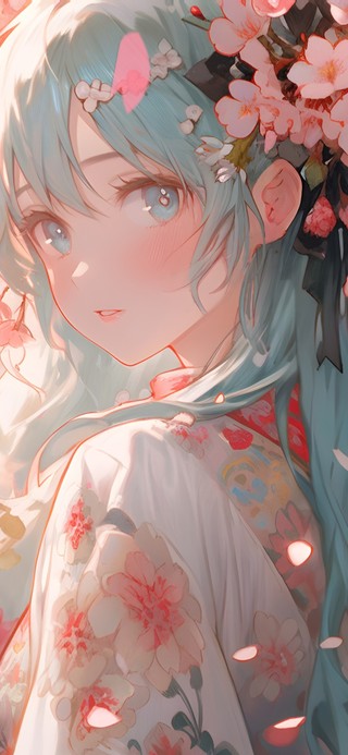 4k 初音 樱花下