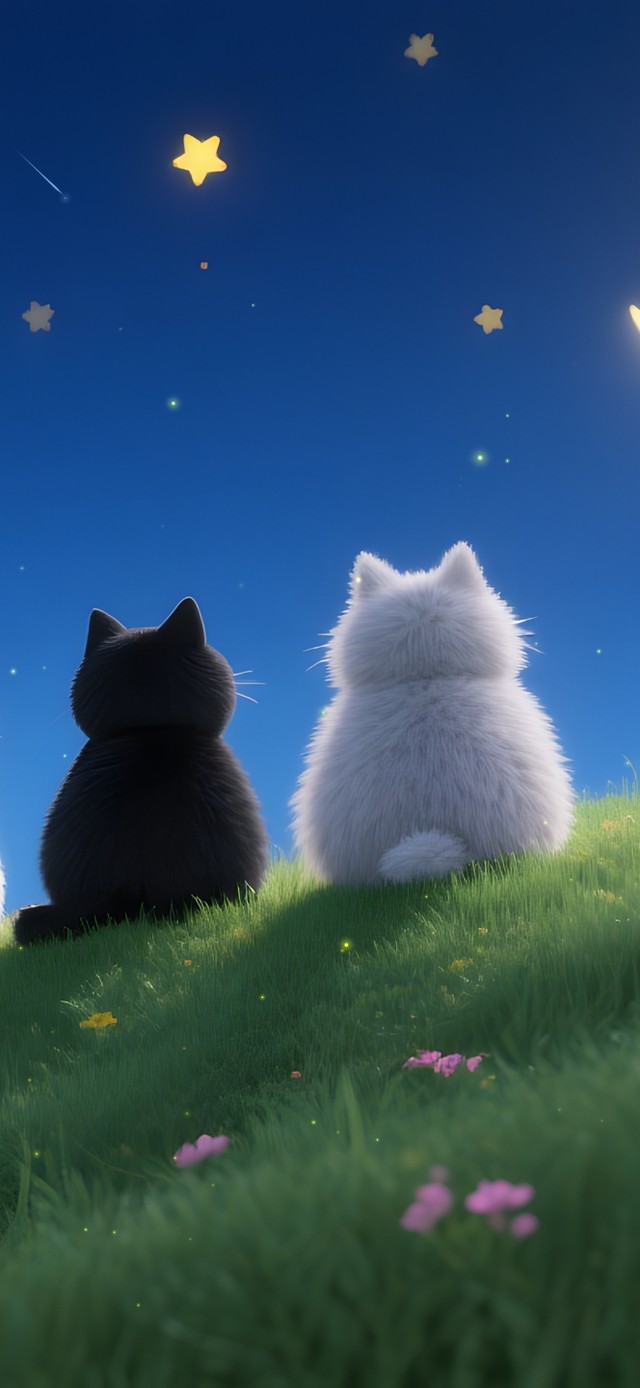 看月亮的猫咪