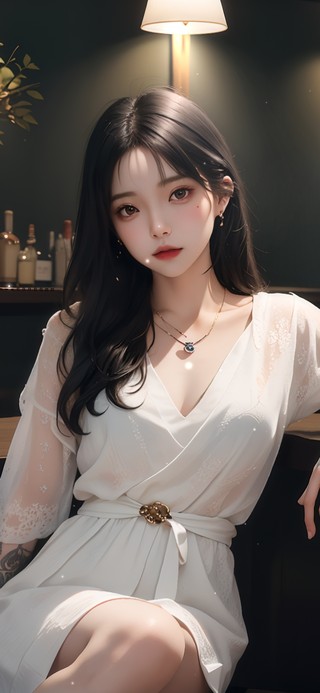 4K纯欲系白裙酒吧女孩