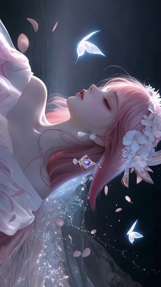 蝶影粉发少女