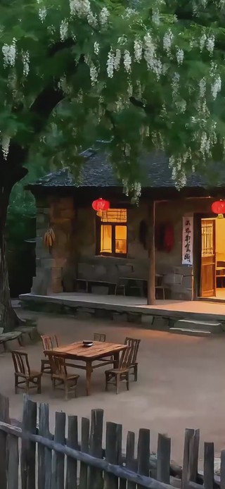 傍晚的山间小院