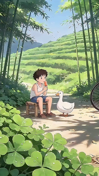 乡下吃老冰棒的少年