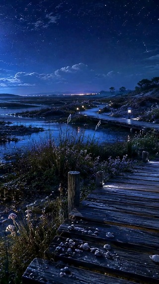 月夜海岸小径