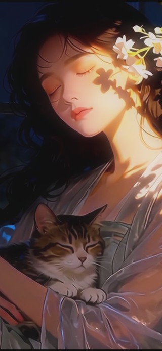 窗沿月光下的治愈相拥