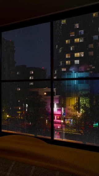 安静雨天城市午夜房间