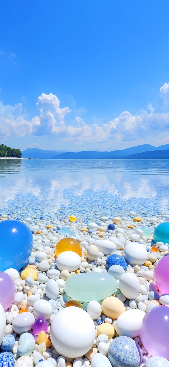 蓝色海洋鹅卵石