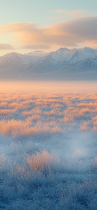 雪天冰霜草原