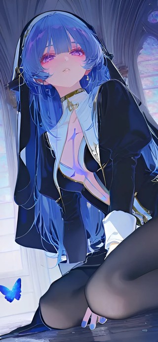 守岸人-黑丝修女制服美女