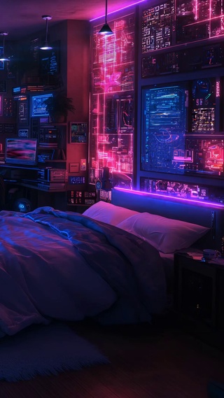 赛博朋克科幻星空房间