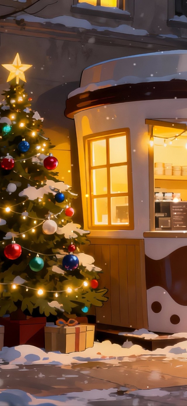 圣诞节街边咖啡店