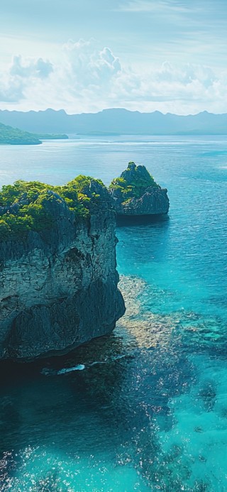 绿色护眼郁郁葱葱海岛海湾