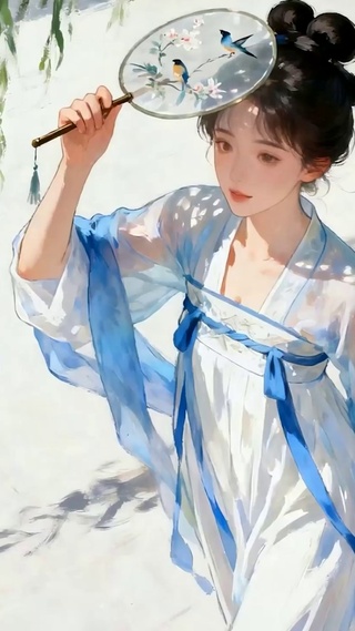 古风柳树下女孩