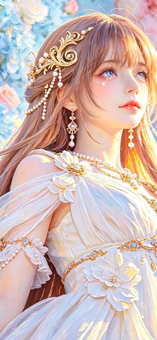 花海背景前的少女