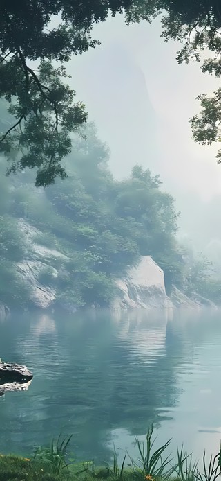 清晨的湖边