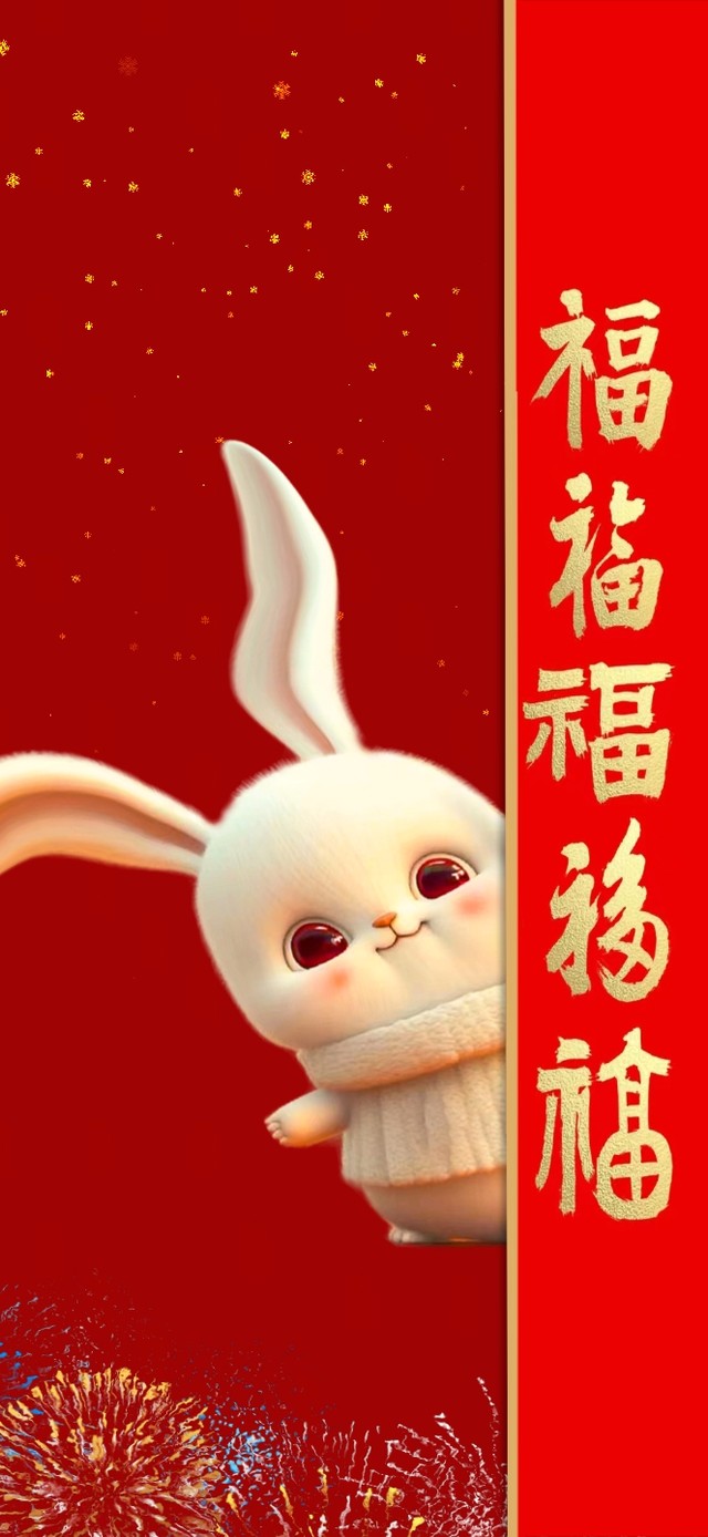 五福临门 兔年壁纸 4K