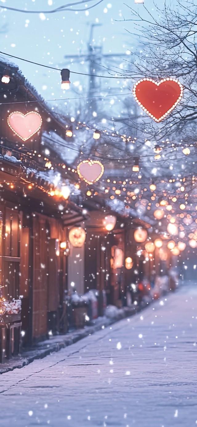 冬日飘雪静谧街景