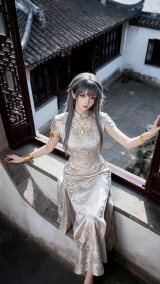 落窗旁的少女