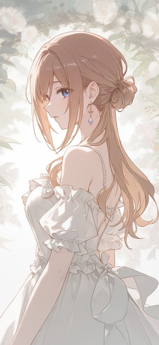 唯美花朵洁白少女