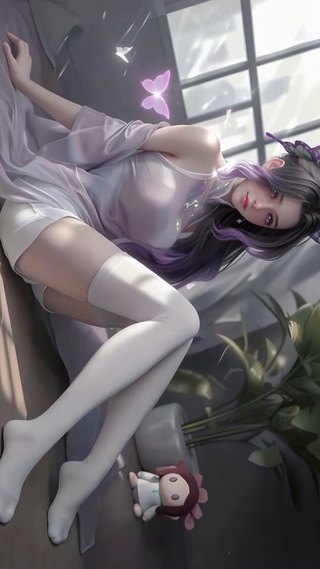 窗边白丝美少女