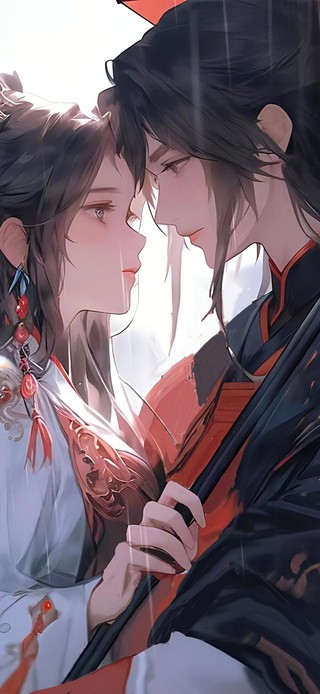 唯美雨中古风情侣