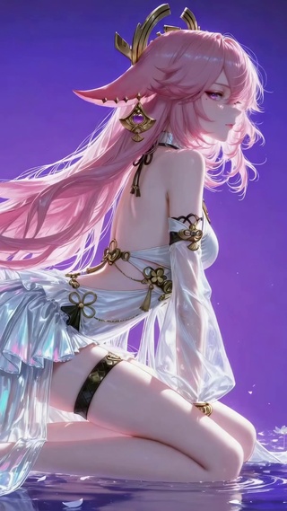 粉发狐耳八重神子美女