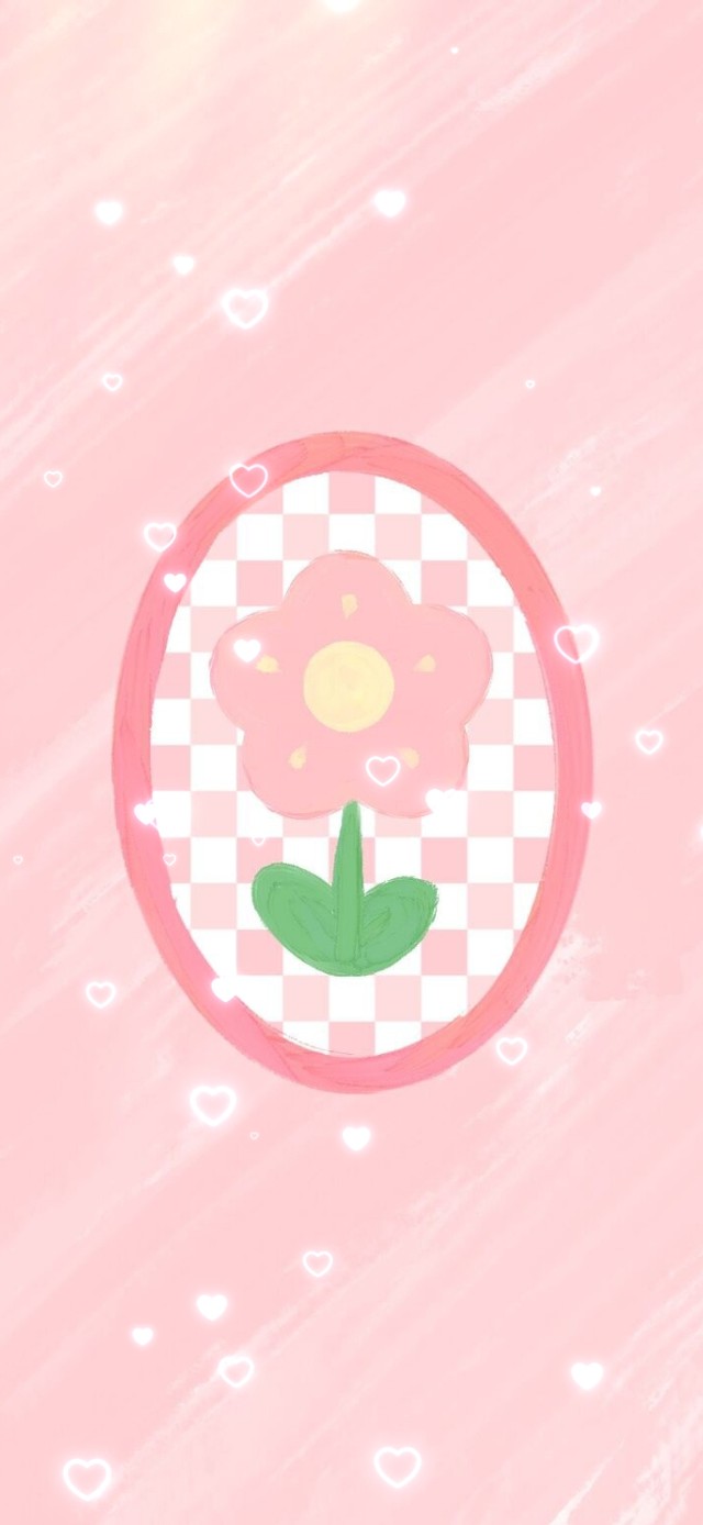 粉色格子油画小花