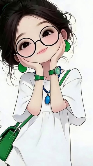 长发戴眼镜女孩