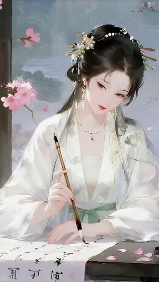 古风美女-素袖染墨