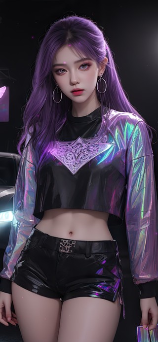 4K紫发全彩香车美人