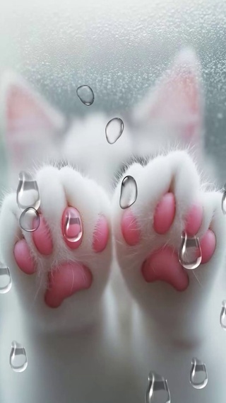 玻璃上粉的猫脚