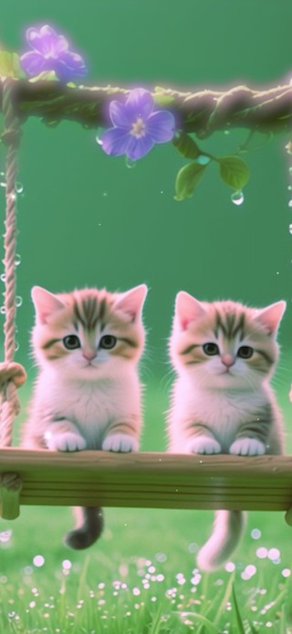 荡秋千的小奶猫