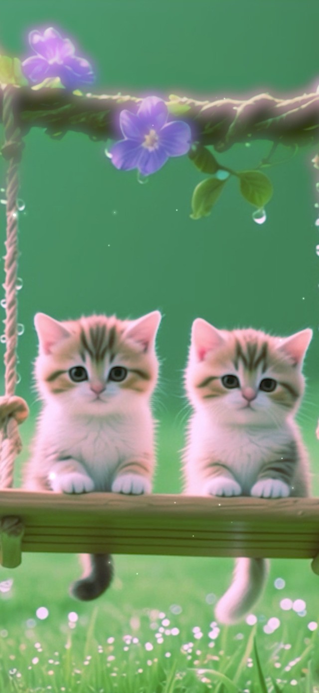 荡秋千的小奶猫