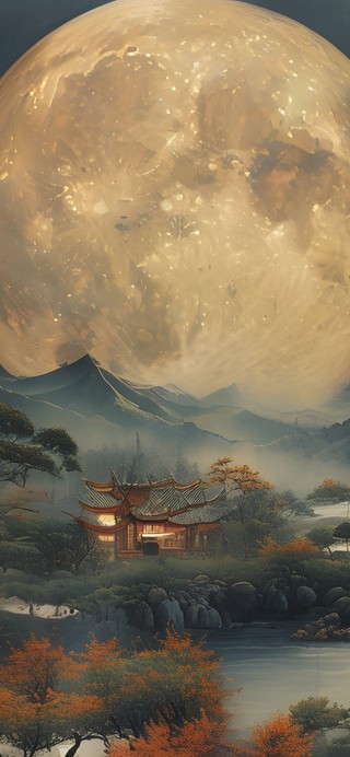 水墨山水国画大自然风景