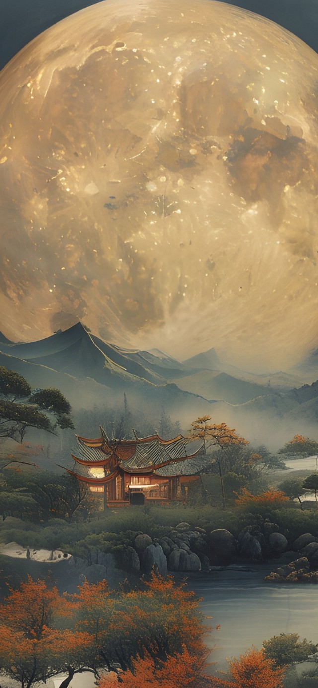 水墨山水国画大自然风景