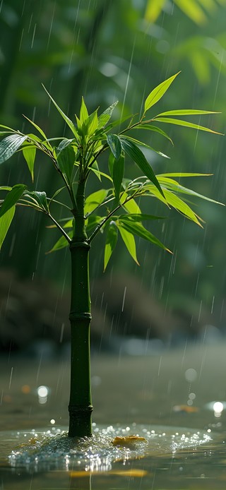 雨中竹林