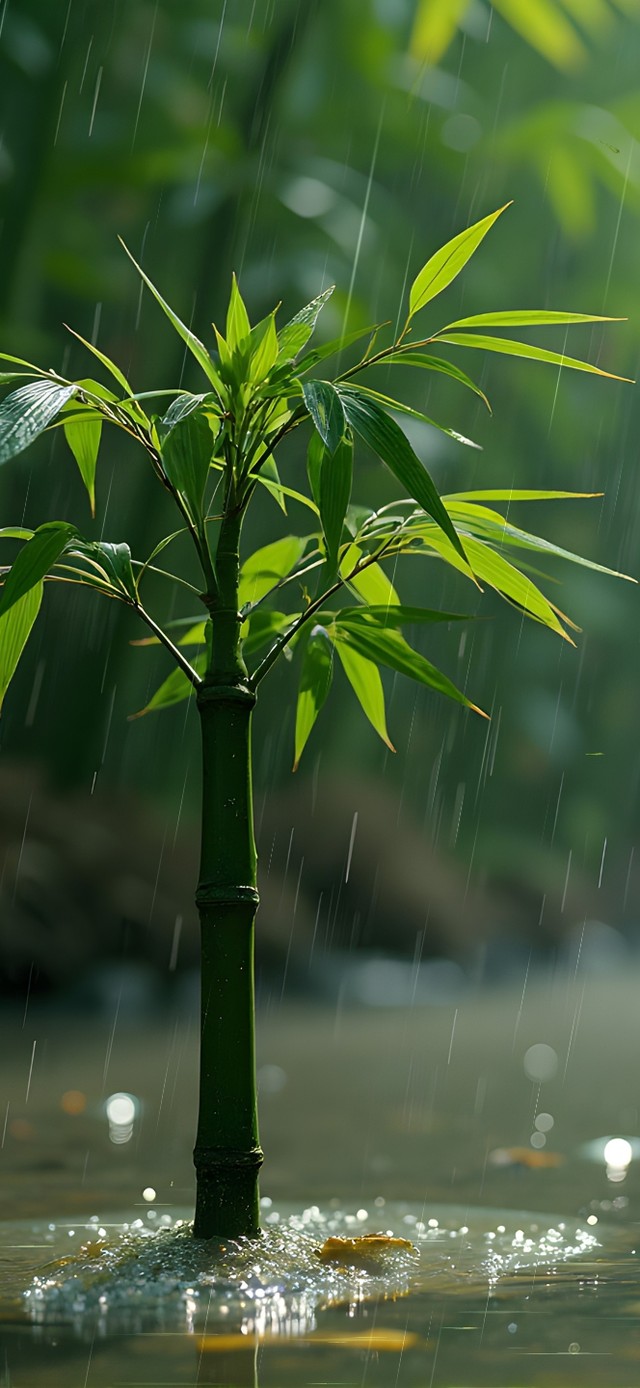 雨中竹林