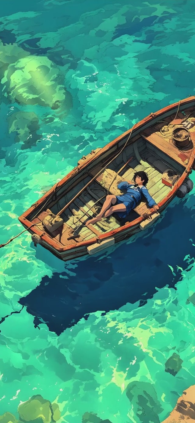 蓝色海域 小船里的静谧放空时刻