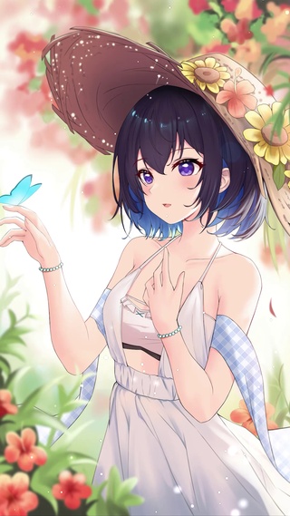 蓝蝶花海少女