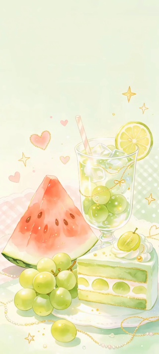 夏日小清新甜品西瓜青提