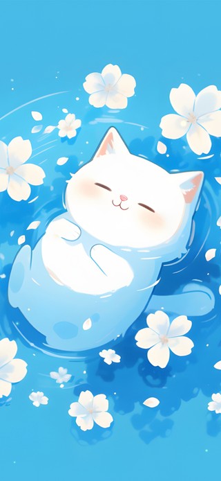 可爱花海猫咪