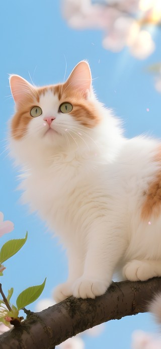 樱花树上猫咪