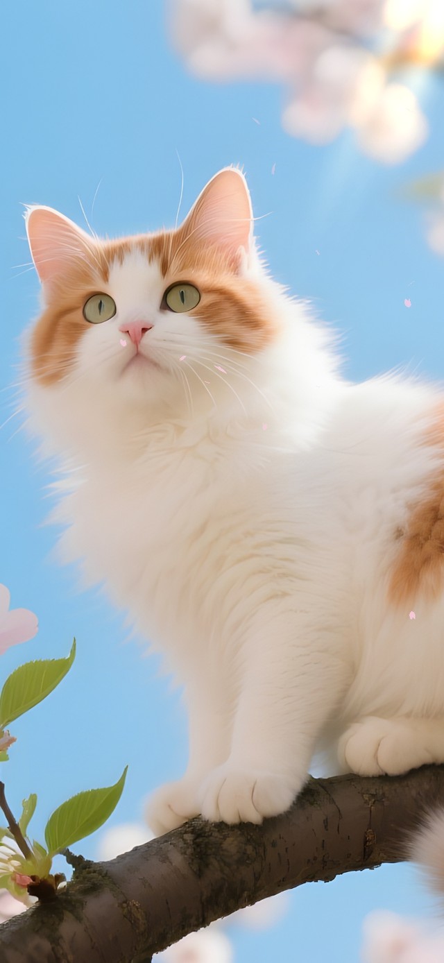樱花树上猫咪