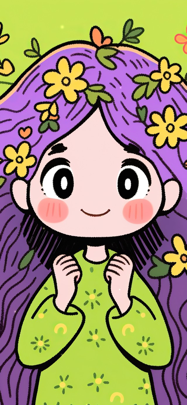 卡通花朵小女孩