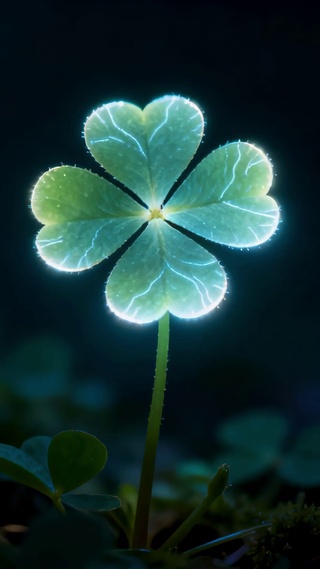 深夜荧光四叶草悄悄的绽放
